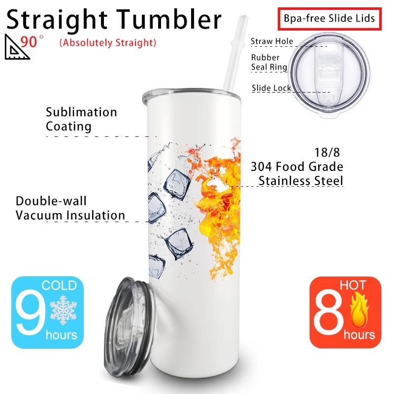 20oz STRAIGHT Sublimation Skinny Tumbler
