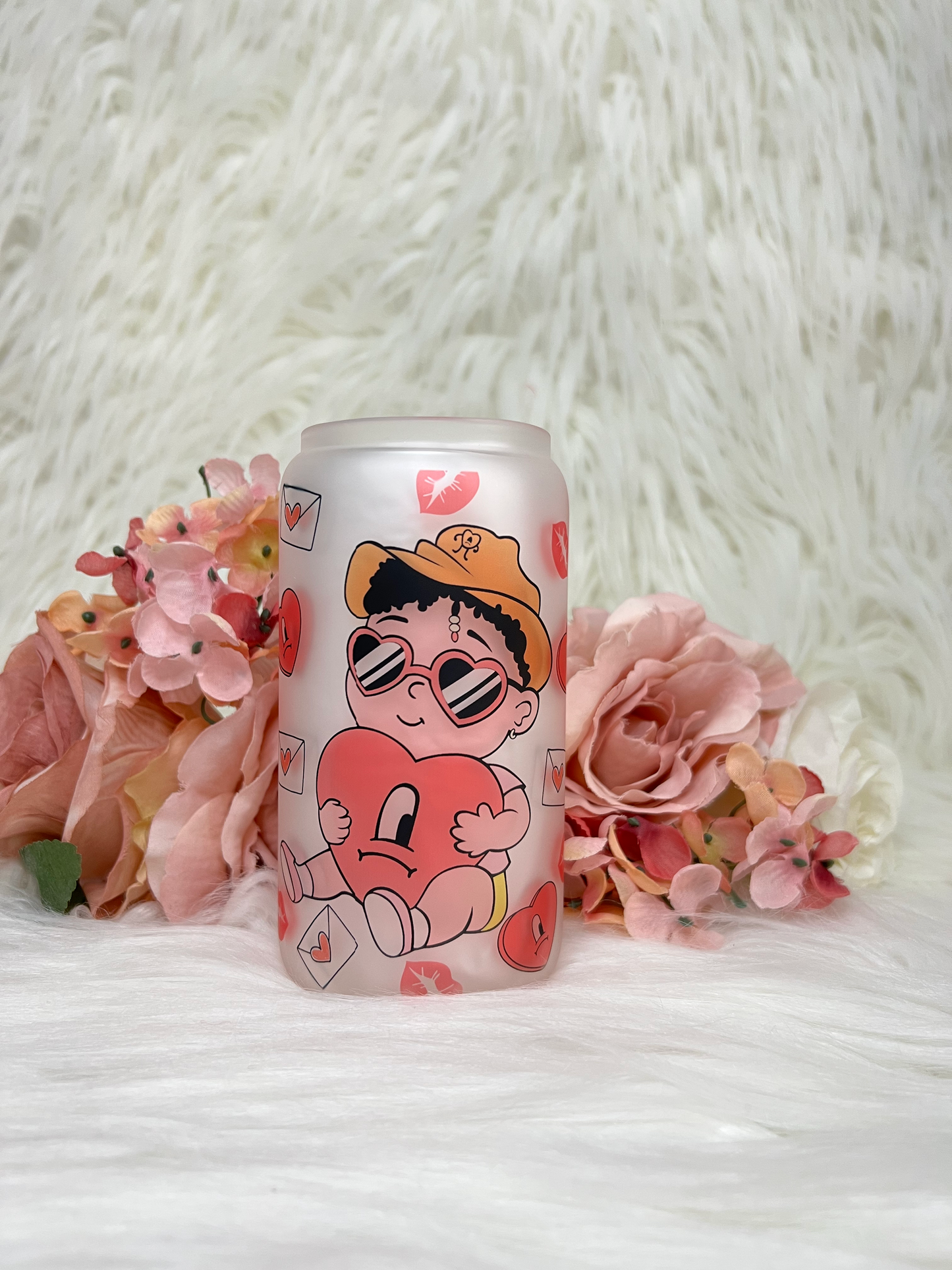 benito cup, bad bunny cup, bad bunny valentine cup, valentine cup, vaso de bad bunny, vasos de san Valentin, 16oz cup, 16oz libby cup, Bad bunny