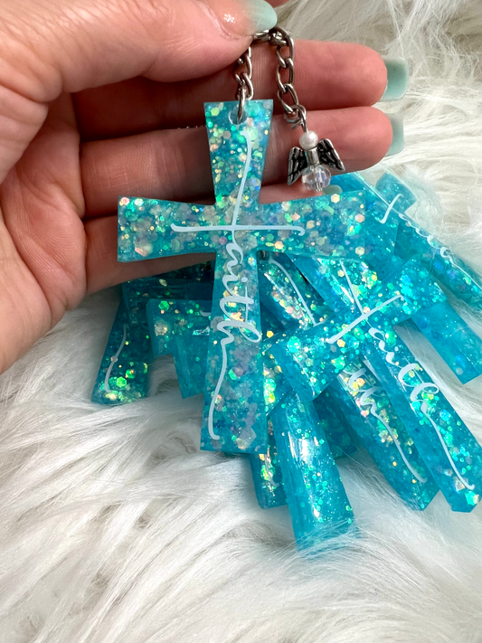 faith cross keychain, llaveros de cruses, llaveros para recuerditos, recuerdos de bautizo, cruses, recuerdos de primera comunion.