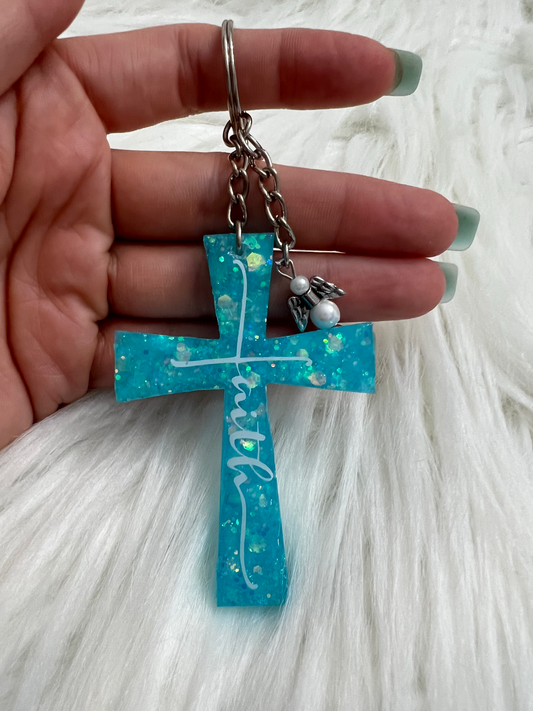 faith cross keychain, llaveros de cruses, llaveros para recuerditos, recuerdos de bautizo, cruses, recuerdos de primera comunion.