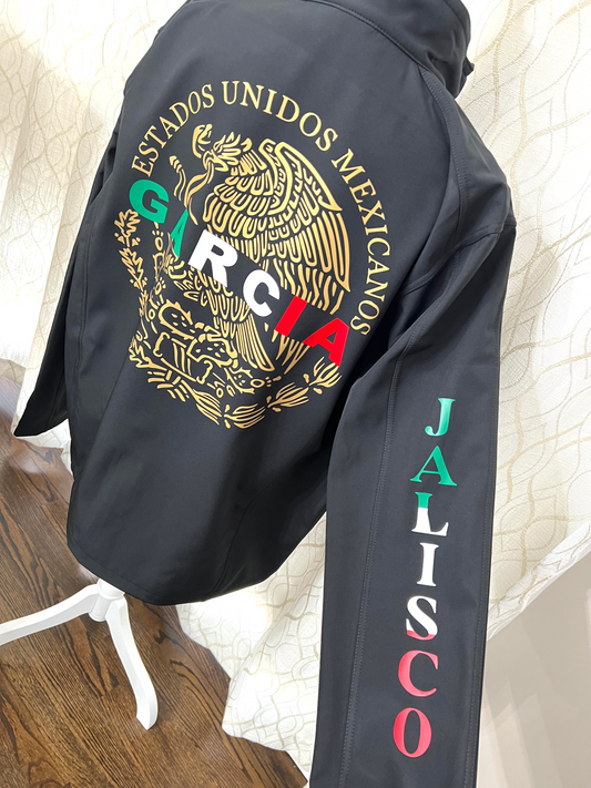 chamarra personalizada, chamarra con escudo de mexico ,Mexican State Jacket, Soft Shell Jacket, Personalized Ariat Style Jacket