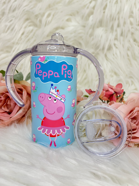 12oz Sippy Kid Cup, Peppa Pig kid cup, vaso de pepa pig, Peppa Pig sippy cup, Peppa Pig sublimation, kid cup sublimation, vaso para nina