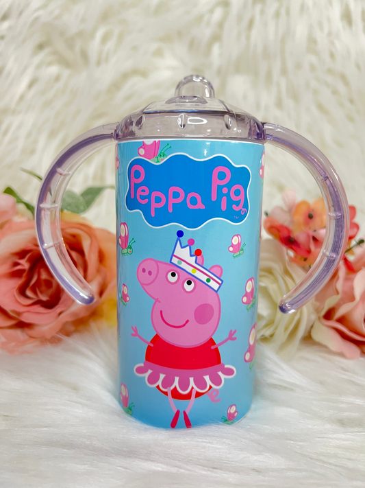 12oz Sippy Kid Cup, Peppa Pig kid cup, vaso de pepa pig, Peppa Pig sippy cup, Peppa Pig sublimation, kid cup sublimation, vaso para nina