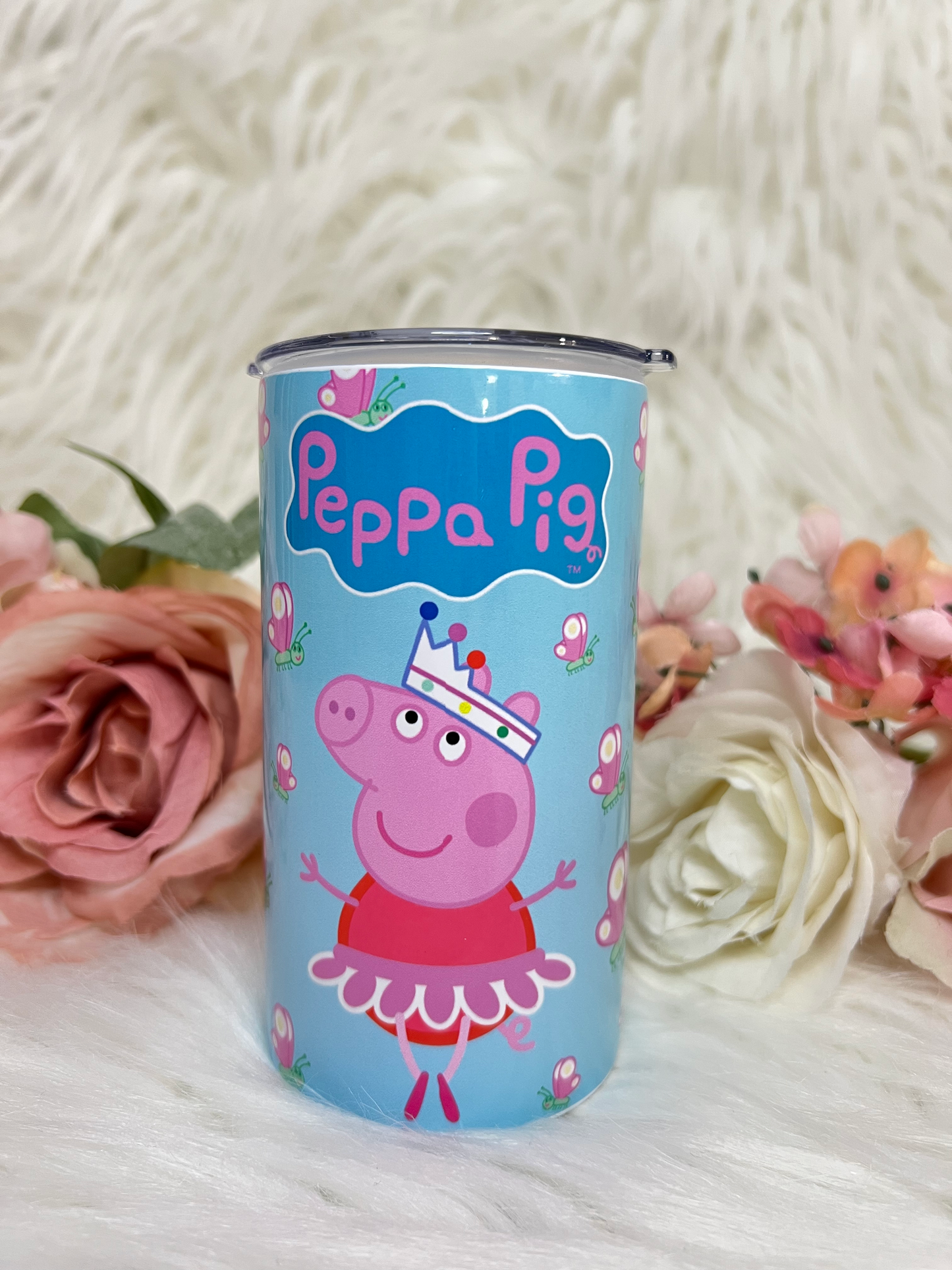 12oz Sippy Kid Cup, Peppa Pig kid cup, vaso de pepa pig, Peppa Pig sippy cup, Peppa Pig sublimation, kid cup sublimation, vaso para nina
